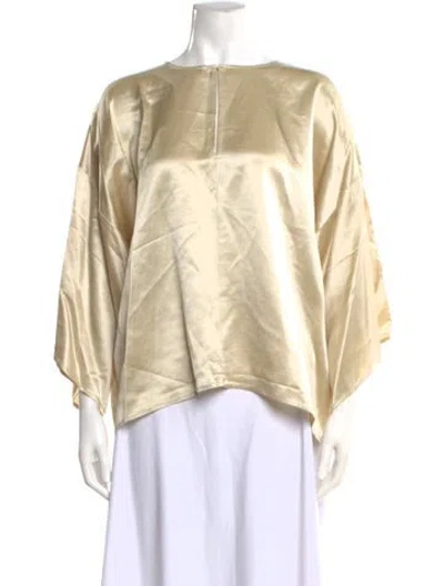 Pre-owned By Malene Birger Crew Neck Three-quarter Sleeve Blouse In Neutral