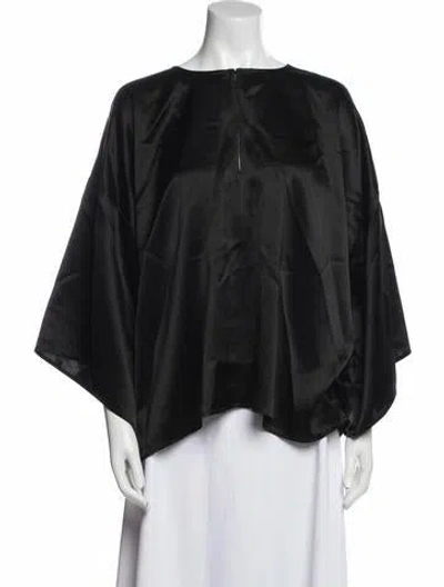 Pre-owned By Malene Birger Crew Neck Three-quarter Sleeve Top In Black