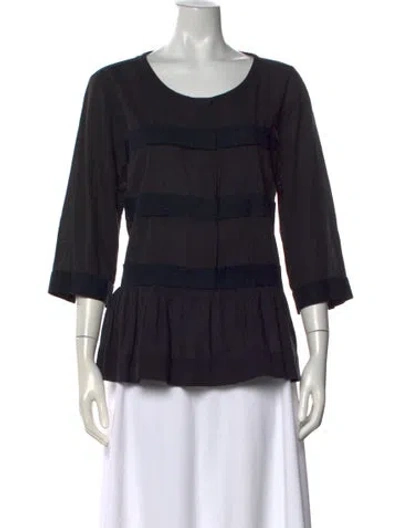 Pre-owned By Malene Birger Crew Neck Three-quarter Sleeve Top In Black