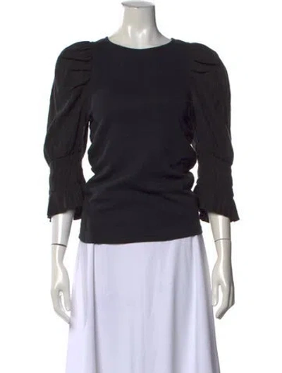 Pre-owned By Malene Birger Crew Neck Three-quarter Sleeve Top In Gray