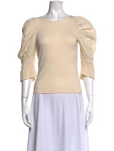 Pre-owned By Malene Birger Crew Neck Three-quarter Sleeve Top In Neutral