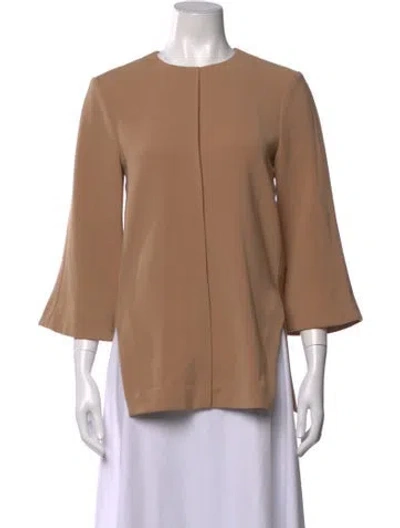 Pre-owned By Malene Birger Crew Neck Three-quarter Sleeve Top In Neutrals
