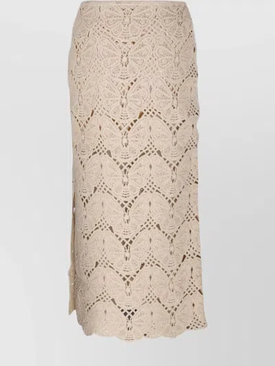 BY MALENE BIRGER CROCHET HIGH-WAISTED SKIRT SCALLOPED HEM
