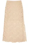 Shop By Malene Birger Crochet Skirt With Belt In Beige