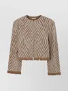 By Malene Birger Cropped Fringe Blazer Textured Fabric In Multi