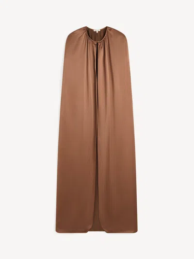 By Malene Birger Dallie Satin Maxi Cape In Brown