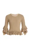By Malene Birger Danialla Ruffled Knit Top In Brown