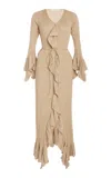By Malene Birger Darleen Ruffled Knit Midi Dress In Brown