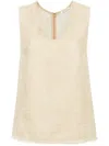 By Malene Birger Debbia Frayed Linen-blend Canvas Top In Beige