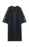 By Malene Birger Delane Embroidered Cotton Midi Dress In Black
