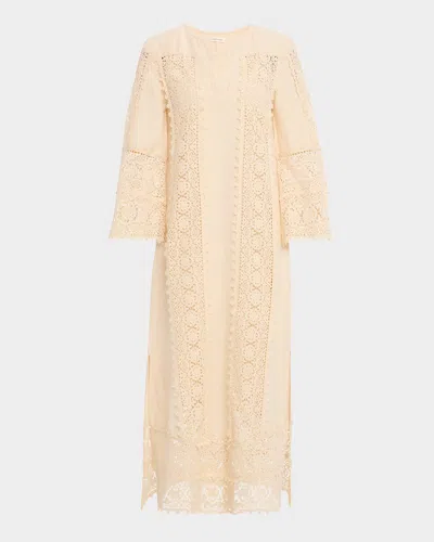 BY MALENE BIRGER DELANE LACE-TRIM KAFTAN MIDI DRESS