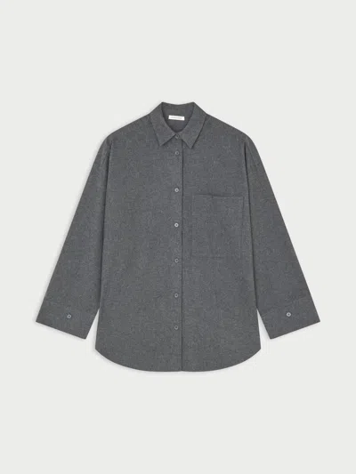 By Malene Birger Derris Flannel Organic Cotton Shirt In Dark Grey Melange
