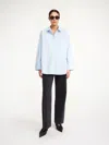 By Malene Birger Derris Shirt With Chest Pocket And Long Sleeves In Periwinkle Blue