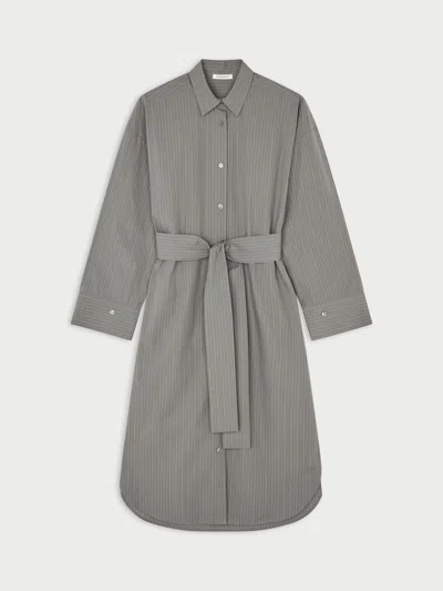 By Malene Birger Derris Organic Cotton Midi Dress In Grey Stripe