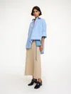 Shop By Malene Birger Derris Organic Cotton Shirt In Blue Iris Stripe Small