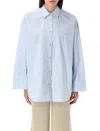 By Malene Birger Derris Shirt With Chest Pocket And Long Sleeves In Periwinkle Blue