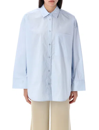 By Malene Birger Derris Shirt With Chest Pocket And Long Sleeves In Periwinkle Blue