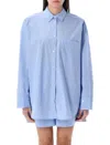By Malene Birger Derris Striped Shirt In Organic Cotton In Iris Blue Stripe
