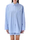 By Malene Birger Derris Striped Shirt In Organic Cotton In Iris Blue Stripe