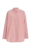 By Malene Birger Derris Organic-cotton Top In Red White Stripes