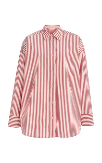 By Malene Birger Derris Organic-cotton Top In Red White Stripes