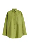 By Malene Birger Derris Oversized Organic Cotton Shirt In Green