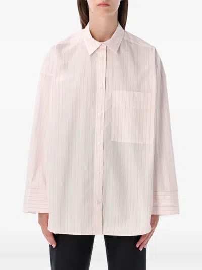 By Malene Birger Derris Pinstripe-pattern Pocket Shirt In Neutral