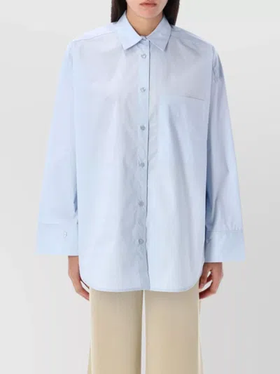 By Malene Birger Derris Shirt With Chest Pocket And Long Sleeves In Periwinkle Blue