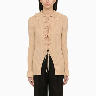 BY MALENE BIRGER DEVORA BEIGE KNITTED CARDIGAN
