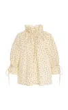 By Malene Birger Dicte Polka-dot Cotton-voile Top In Gold