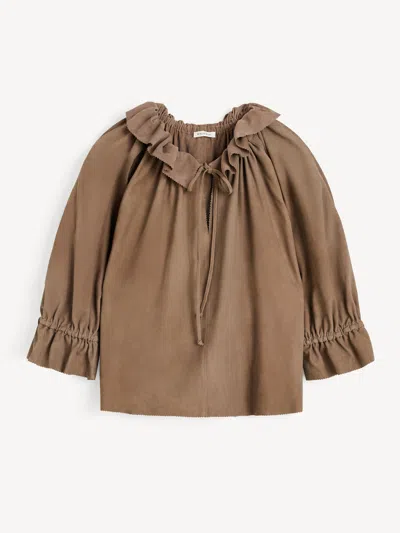 By Malene Birger Dicte Suede Blouse In Brown
