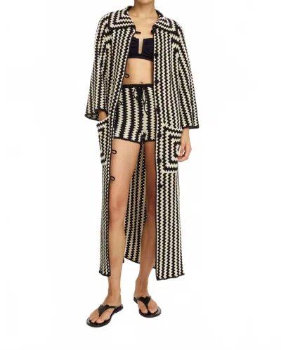 By Malene Birger Dina Organic Cotton Coat In Black/ecru