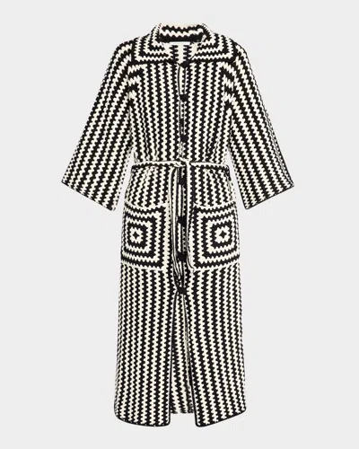 BY MALENE BIRGER DINA STRIPED CROCHET ORGANIC COTTON COAT