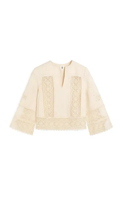 By Malene Birger Donna Embroidered Cotton Top In Nude