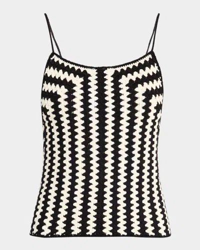 By Malene Birger Doria Crochet Low-back Organic Cotton Tank In Crochet Black  White