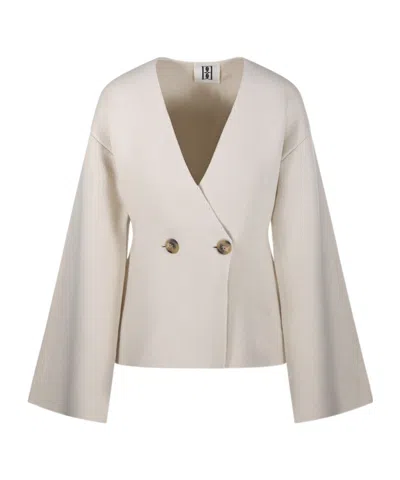 By Malene Birger Double-breasted Knitted Cardigan In Nude
