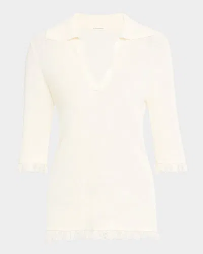 By Malene Birger Dreelo Linen-blend Fringed Top In Soft White