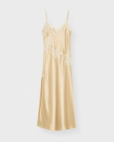 By Malene Birger Vera Lace-detailed Slip Midi Dress In Gold