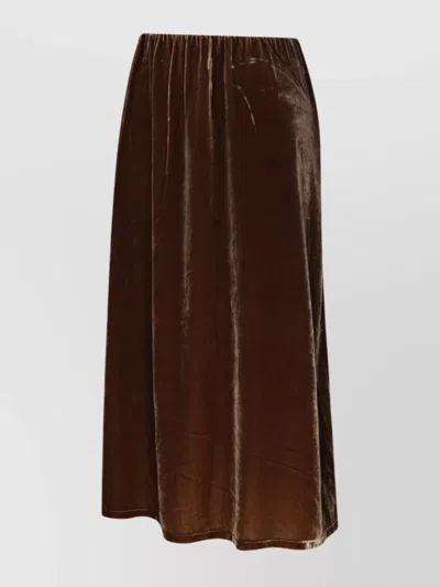 By Malene Birger Elastic Waistband Velvet Texture Skirt In Bison