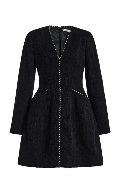By Malene Birger Elisabeth Whipstitched Cotton-blend Mini Dress In Black