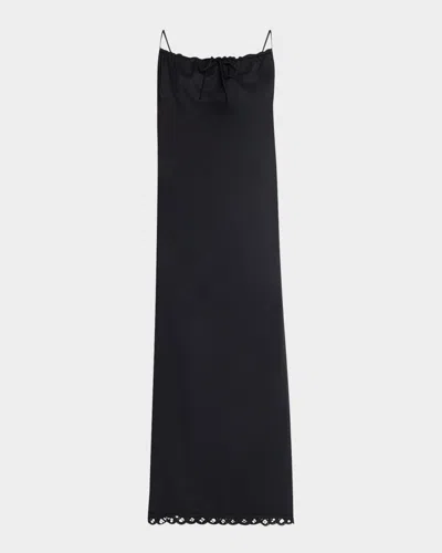 By Malene Birger Elizabeth Lace-trim Organic Cotton Midi Dress In Black