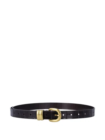 By Malene Birger Embossed Buckle Belt In Brown