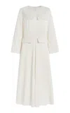 By Malene Birger Emmie Satin Blouson Midi Dress In White