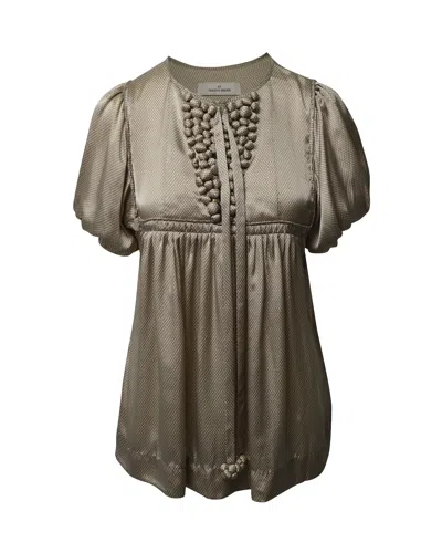 Pre-owned By Malene Birger Empire-cut Blouse In Gold Silk