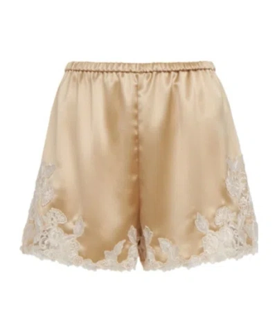 By Malene Birger Eri Satin Lace Shorts In Brown