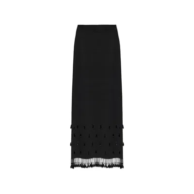 By Malene Birger Estilla Beaded Fringe Maxi Skirt In Black