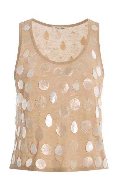 By Malene Birger Exclusive Hys Embellished Linen-blend Top In Taupe