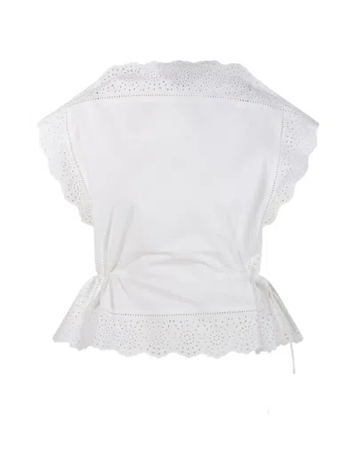 By Malene Birger Eyelet Drawstring Top In White