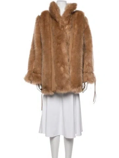 Pre-owned By Malene Birger Faux Fur Coat In Brown