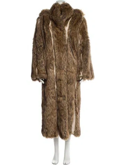Pre-owned By Malene Birger Faux Fur Coat In Neutral